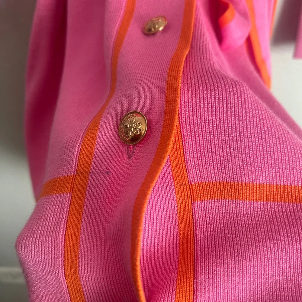 Pink Queen Women's Long Sleeve Button Down Sweater Dress with Belt Size Medium - Picture 5 of 11
